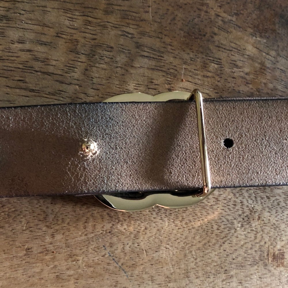 Gold Double-G Crystal Buckle Black Leather Women's Belt - Picture 3 of 4